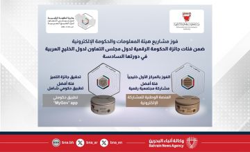 مشاريع رقمية لمملكة البحرين تفوز ضمن فئات جائزة الحكومة الرقمية لدول مجلس التعاون في دورتها السادسة بدولة الكويت