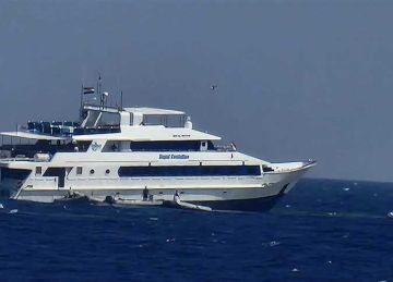 شحوط لنش سياحي خلال رحلة غوص بمنطقة الشعاب المرجانية بمرسي علم شحوط لنش سياحي خلال رحلة غوص بمنطقة الشعاب المرجانية بمرسي علم