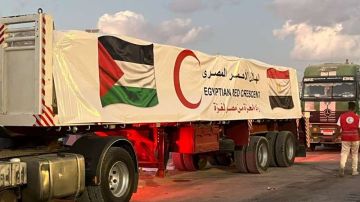 بدء تحرك شاحنات المساعدات الإنسانية من مصر إلى غزة بدء تحرك شاحنات المساعدات الإنسانية من مصر إلى غزة