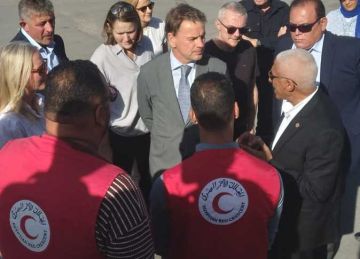 وفد برلماني دنماركي يتفقد مخازن مساعدات الهلال الأحمر بالعريش