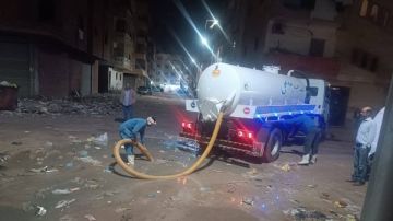 استجابة سريعة من رئيس حي جنوب لإصلاح كسر خط مياه بالغردقة