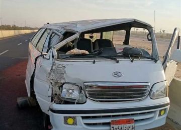 إصابة 13 شخصا في انقلاب ميكروباص على طريق العين السخنة بالسويس