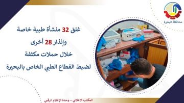 إغلاق 17 منشأة مخالفة وفحص 154 مركزا طبيا في البحيرة لضمان المعايير الصحية