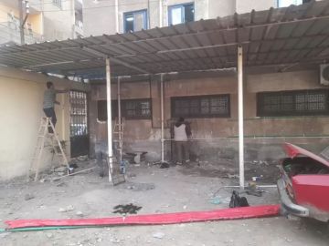 إنشاء استراحة انتظار وشبابيك خدمات جديدة بعيادة ابن لقمان للتأمين الصحي بالمنصورة