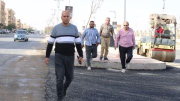 جولة ميدانية لرئيس بدر لمتابعة سير أعمال تطوير طريق السنترال.. صور