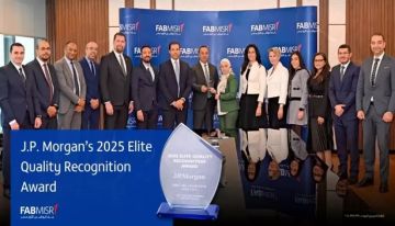 بنك أبوظبي الأول مصر يحصل على جائزة J.P. Morgan s Elite Quality Recognition Award لعام 2025