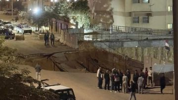 هبوط أرضي مفاجئ في حي النرجس بالتجمع الخامس