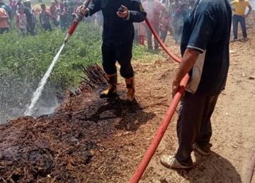 نشوب حريق بمنطقة زراعية بقرية منصور في المنيا- صور