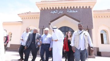 معدلات تنفيذ مشروع خط سكة حديد بئر العبد مطار طابا بطول 341 كيلومترا