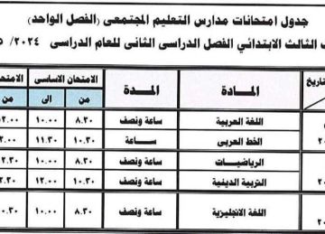  تعليم دمياط تعلن جداول امتحانات الفصل الدراسي الثاني لصفوف النقل (تفاصيل)