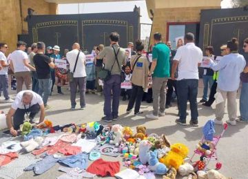 وفد إيطالي يزور مخازن الهلال الأحمر المصري بالعريش(صور)