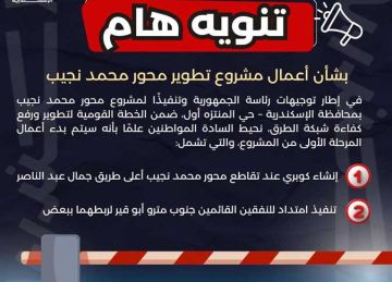 غلق كلي لـ شارع ونفق محمد نجيب بالإسكندرية.. والمحافظة تعلن خريطة الطرق البديلة 