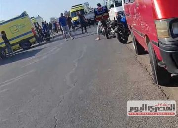 مصرع شخص في تصادم سيارتين بطريق مصر - إسكندرية الزراعي بالقليويية مصرع شخص في تصادم سيارتين بطريق مصر - إسكندرية الزراعي بالقليويية