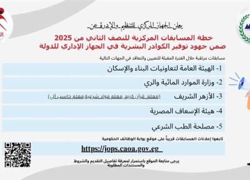 التنظيم والإدارة يعلن عن المسابقات المركزية المقرر طرحها خلال النصف الثاني من العام الجاري التنظيم والإدارة يعلن عن المسابقات المركزية المقرر طرحها خلال النصف الثاني من العام الجاري