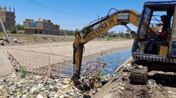 ري أسيوط تنفذ أعمال نزع الحشائش ورفع المخلفات