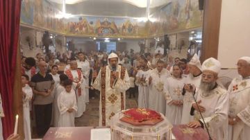 الأنبا انجيلوس يصلي القداس بكنيسه مارمرقس وشهداء مصر بليبيا بشبرا