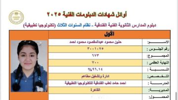 25 طالبة و9فقط بنين .. البنات تسيطر على قائمة أوائل الدبلومات الفنية