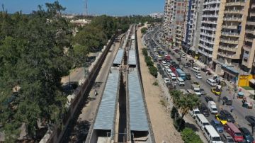 تصوير جوي يوثق تقدم أعمال تنفيذ المرحلة الأولى من مترو الإسكندرية