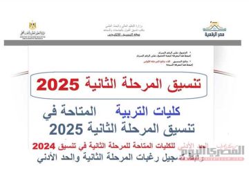 تنسيق المرحلة الثانية 2025 علمي.. توقعات كلية التربية علمي وأدبي (الحد الأدنى 2024)