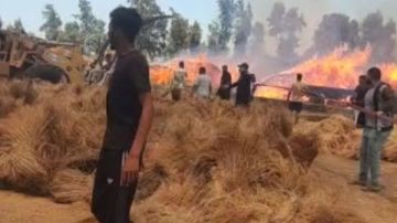 الحماية المدنية تخمد حريقا في مصنع كتان بقرية شبرا ملس بالغربية.. صور