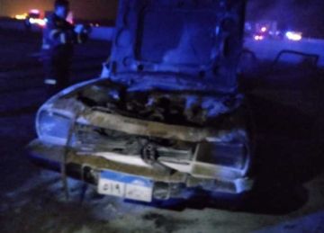 تفحمت بهم السيارة.. مصرع 4 أشخاص في اصطدام سيارة ملاكي برصيف بالساحل الشمالي