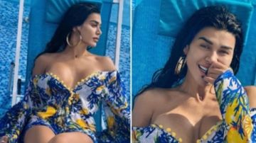 نادين الراسي في جلسة تصوير من داخل حمام سباحة