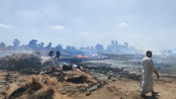 حريق يلتهم إنتاجية 400 فدان من محصول الكتان بقرية شبراملس بزفتي ..صور