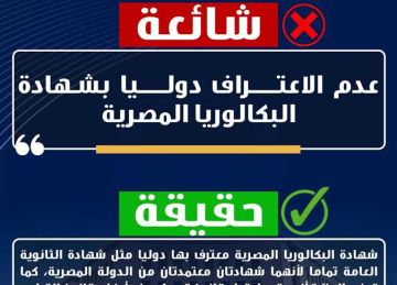 التعليم تنفي شائعة عدم الاعتراف الدولي بشهادة البكالوريا المصرية 2025 التعليم تنفي شائعة عدم الاعتراف الدولي بشهادة البكالوريا المصرية 2025