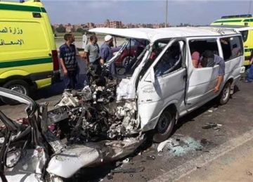 مصرع عجوز وإصابة 9 آخرين في حادث تصادم بالجيزة