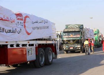 الهلال الأحمر المصري يرسل 2750 طن مساعدات غذائية وإغاثية عبر قافلة زاد العزة الـ30 إلى غزة