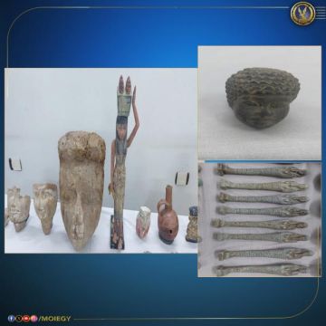 الداخلية تضبط تاجرا في المنيا بحوزته 577 قطعة أثرية من العصور القديمة