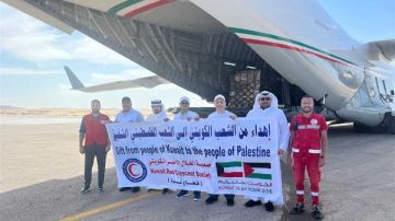مطار العريش يستقبل طائرة مساعدات كويتية لصالح غزة
