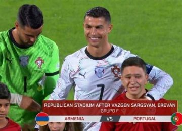 أرمينيا ضد البرتغال: طفل ينهمر بالبكاء عند رؤية كريستيانو رونالدو