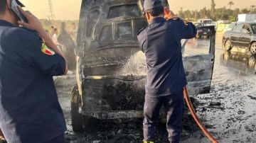 السيطرة على حريق شب فى سيارة على الطريق الحر بطوخ