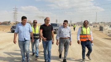 الغيطى ورشاد يتفقدان الأعمال المتبقية بشارع التسعين الشمالي