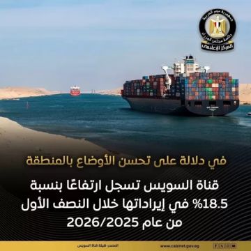 هيئة قناة السويس حققت زيادة في الإيرادات بنسبة 18.5 خلال النصف الأول من العام المالي 2026 2025