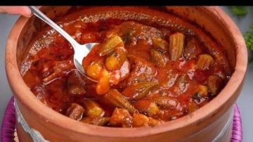 طريقة عمل طاجن البامية باللحمة طريقة عمل طاجن البامية باللحمة