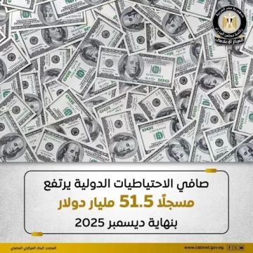 البنك المركزي: الاحتياطيات الدولية حققت زيادة قدرها 4.4 مليارات دولار خلال عام 2025
