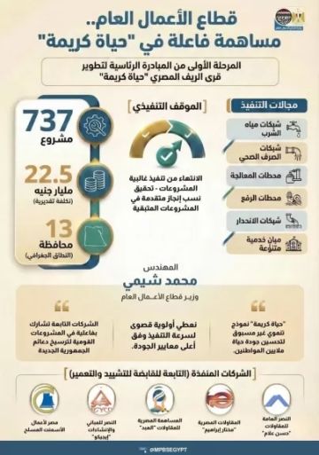 بالإنفوجراف.. وزارة قطاع الأعمال تواصل تنفيذ مشروعاتها لتطوير قرى حياة كريمة 