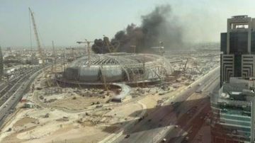 شاهد حريق في ملعب أرامكو بالسعودية