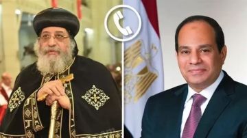 السيسي يجري اتصالا هاتفيا بالبابا تواضروس للاطمئنان على صحته