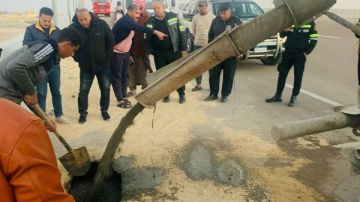 فى استجابة فورية .. ترميم الهبوط الأرضى بكوبري رأس الحكمة