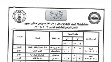 غدا.. 30 ألفا و185 طالبا وطالبة يؤدون امتحانات الفصل الدراسي الأول للشهادة الإعدادية بأسوان