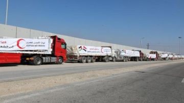انطلاق قافلة المساعدات الإنسانية الـ 118من مصر إلى غزة