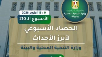 بالإنفوجراف..نشرة الحصاد الأسبوعي لرصد أنشطة وزارة التنمية المحلية والبيئة