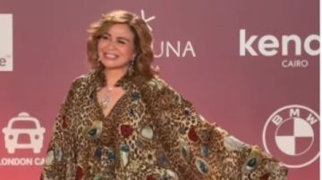 بالتايجر .. إلهام شاهين تتألق على السجادة الحمراء في الجونة