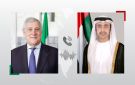 وزير الخارجية الإماراتي ونظيره الإيطالي يبحثان تعزيز الشراكة الاستراتيجية والتطورات الإقليمية والدولية