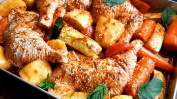 لعزومات رمضان.. دجاج مشوي مع الخضروات بالفرن
