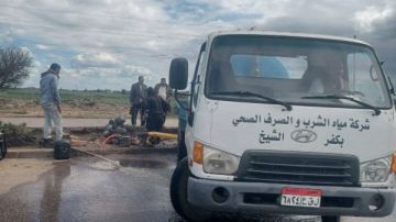 انفجار خط طرد رافع صرف بلطيم.. وتدخل عاجل من مياه كفر الشيخ صور