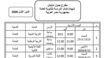 التعليم: جدول امتحانات الثانوية العامة 2026 المتداول بفيس بوك مزيف 